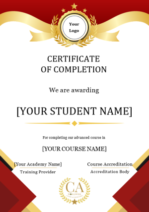 Red Gold Academy Certificate of Course Completion