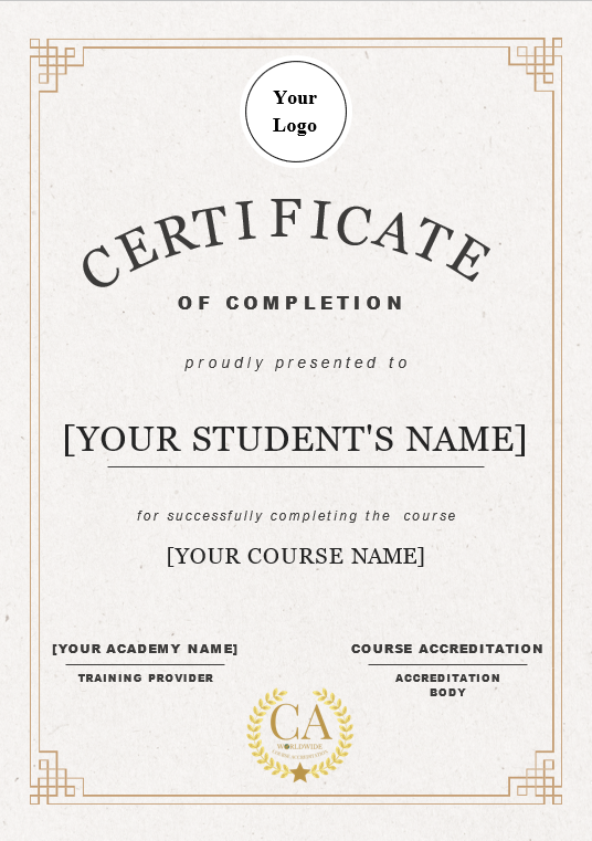 Antique Style Beige Academy Certificate of Course Completion