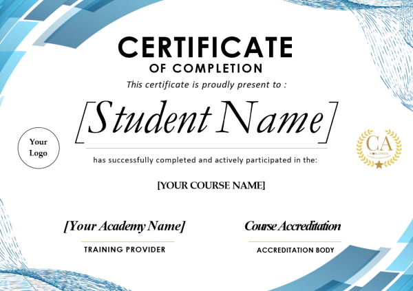 Landscape - Blue Academy Certificate of Course Completion