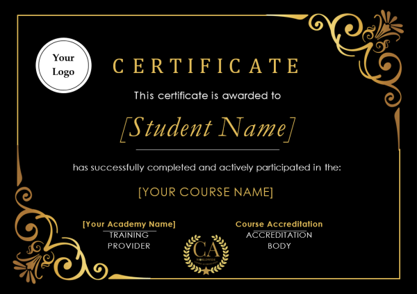 Landscape - Black Gold Academy Certificate of Completion