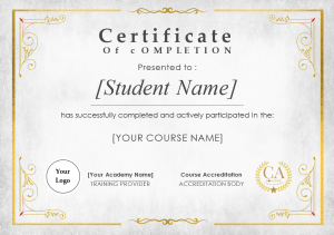 Landscape - Antique Style Grey Gold Academy Certificate of Course Completion