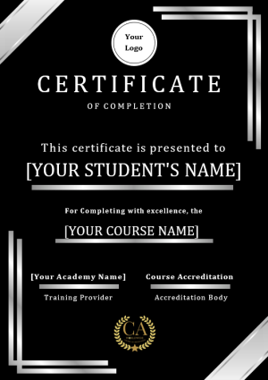 Silver Academy Certificate of Course Completion