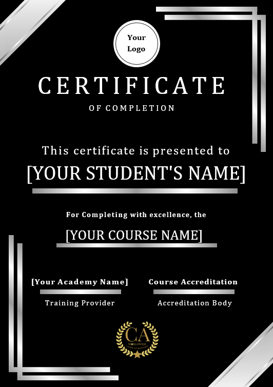 Silver Academy Certificate of Course Completion