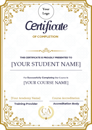 White Gold Academy Certificate of Course Completion