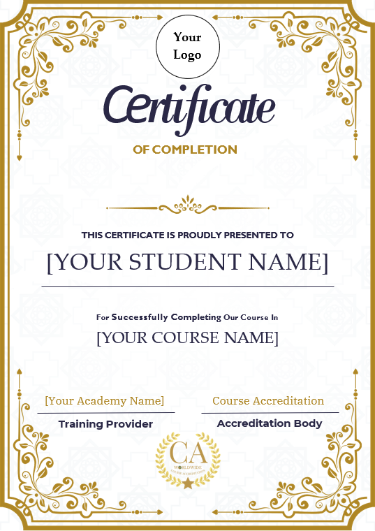 White Gold Academy Certificate of Course Completion